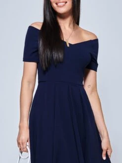 Lenora Fit & Flare Midi Dress, Navy -DORIA Clothing Shop LP395 12 Navy 3
