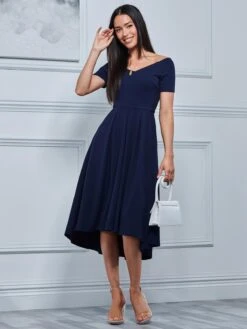 Lenora Fit & Flare Midi Dress, Navy -DORIA Clothing Shop LP395 12 Navy 4