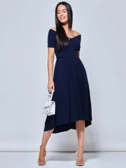 Lenora Fit & Flare Midi Dress, Navy -DORIA Clothing Shop LP395 12 Navy 5