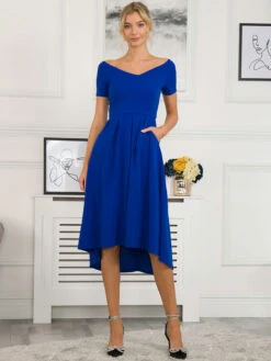 Lenora Fit & Flare Midi Dress, Royal Blue -DORIA Clothing Shop LP395 12 RoyalBlue 2