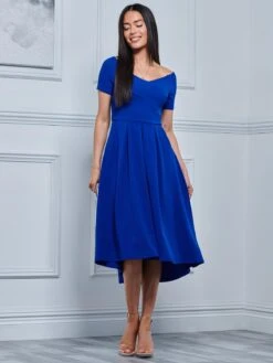 Lenora Fit & Flare Midi Dress, Royal Blue -DORIA Clothing Shop LP395 12 RoyalBlue 4