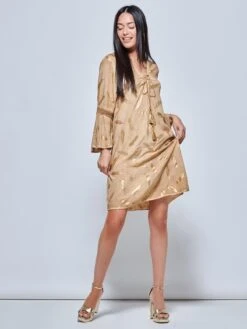 Loose Fit Crochet Trim Holiday Midi Dress, Khaki Pattern 11 Loose Fit Crochet Trim Holiday Midi Dress, Khaki Pattern -DORIA Clothing Shop LQ 0A007 KhakiPatern 5