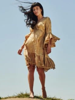 Crochet Trim Midi Holiday Dress, Khaki Pattern -DORIA Clothing Shop LQ 0A023 KhakiPatern 6