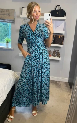 Jolie Moi Molly Jersey Maxi Dress, Blue Animal -DORIA Clothing Shop LQ621133 2