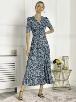 Jolie Moi Molly Jersey Maxi Dress, Blue Animal -DORIA Clothing Shop LQ621133 BlueAnimal 3