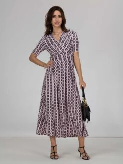 Jolie Moi Molly Geo Print Maxi Dress, Pink Geo -DORIA Clothing Shop LQ621133 PinkGeo 1