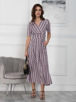 Jolie Moi Molly Geo Print Maxi Dress, Pink Geo -DORIA Clothing Shop LQ621133 PinkGeo 3