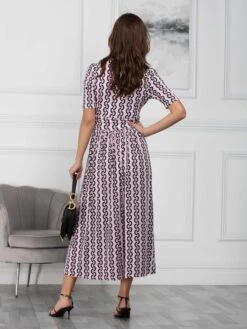 Jolie Moi Molly Geo Print Maxi Dress, Pink Geo -DORIA Clothing Shop LQ621133 PinkGeo 6