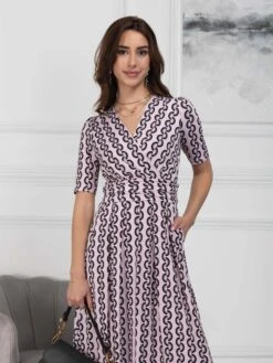 Jolie Moi Molly Geo Print Maxi Dress, Pink Geo -DORIA Clothing Shop LQ621133 PinkGeo 7