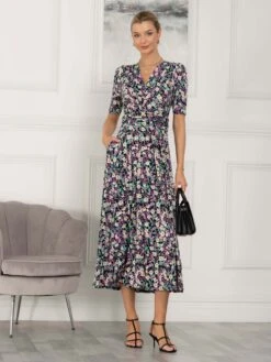 Jolie Moi Molly Jersey Maxi Dress, Purple Floral -DORIA Clothing Shop LQ621133 PurpleFloral 3