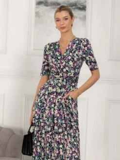 Jolie Moi Molly Jersey Maxi Dress, Purple Floral -DORIA Clothing Shop LQ621133 PurpleFloral 5