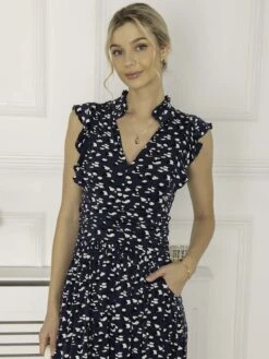 Jolie Moi Frill Detail Maxi Dress, Dark Teal -DORIA Clothing Shop LY 2358 DarkTeal 5