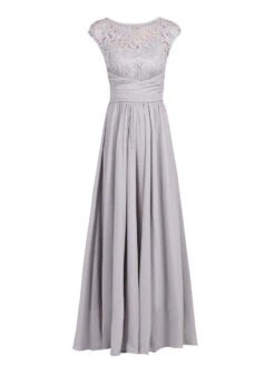 Lace Bodice Chiffon Maxi Bridesmaid Dress, Sliver Grey -DORIA Clothing Shop Lace Bodice Wrap Belt Maxi Dress H 809 3A Silver Grey 04 52279 89d578f1 a79f 418b 8f32 091426c067a3