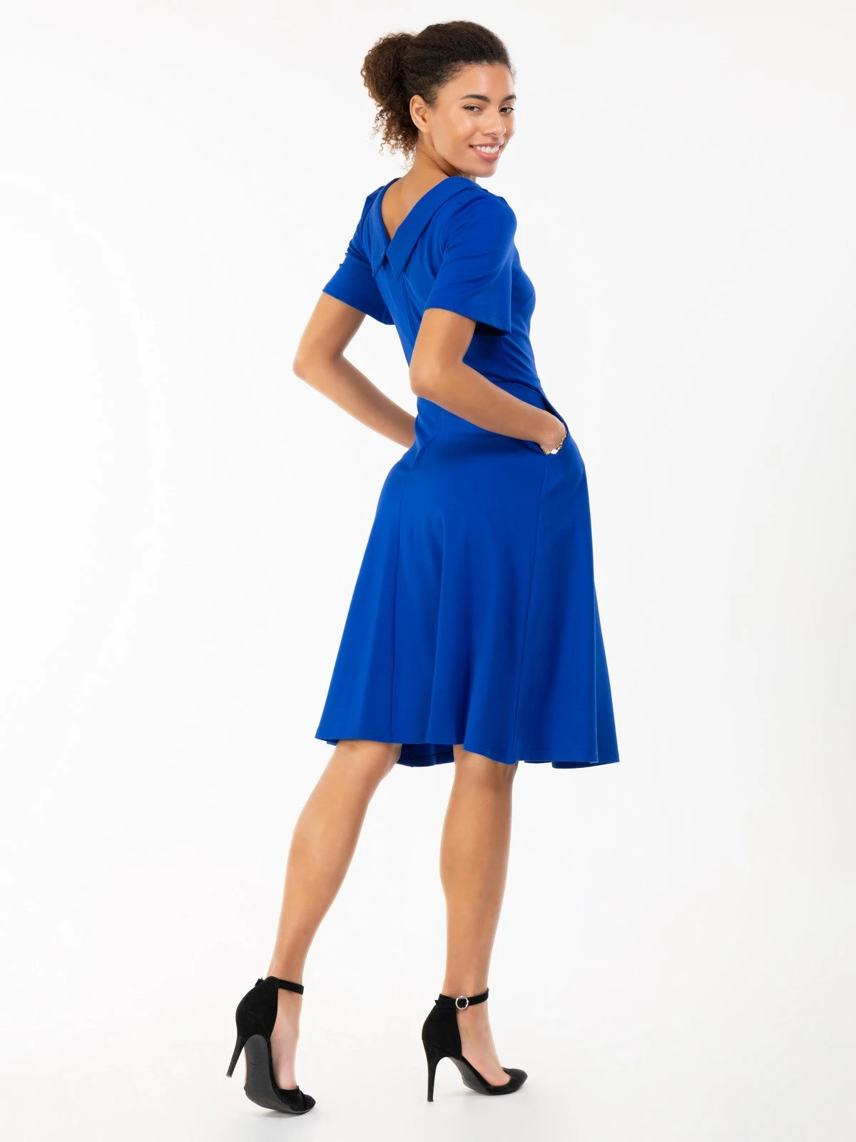 Jolie Moi Bay Peter Tea Dress, Royal Blue 5 Jolie Moi Bay Peter Tea Dress, Royal Blue - Image 5