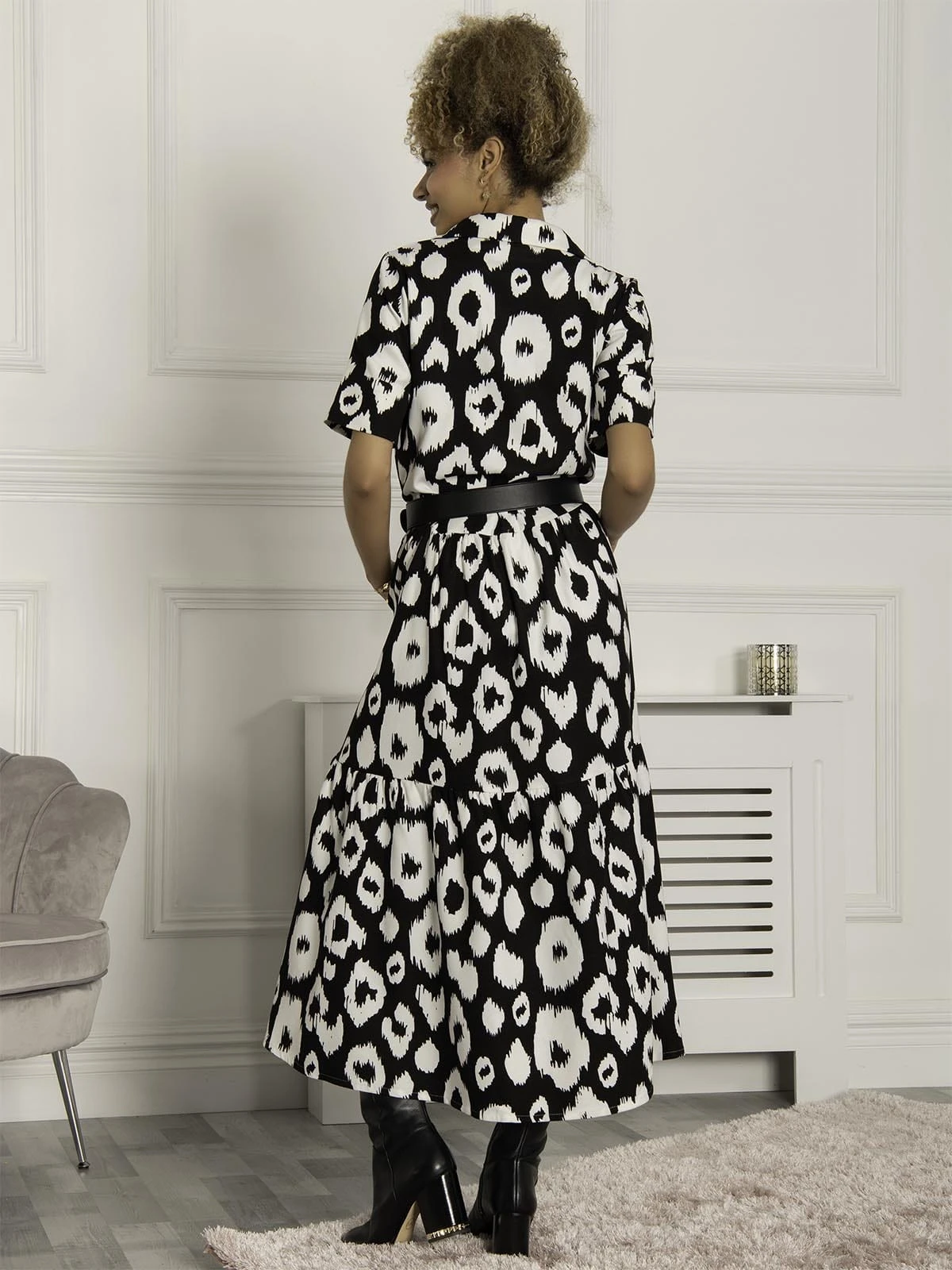 Andorra Printed Maxi Dress, Black Animal 3 Andorra Printed Maxi Dress, Black Animal - Image 3