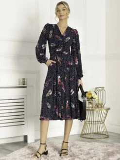 Harper Long Sleeve Jersey Dress, Navy Multi 7 Harper Long Sleeve Jersey Dress, Navy Multi -DORIA Clothing Shop M 362 NavyMulti 2