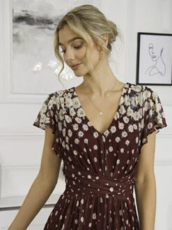 Mably Mirror Print Maxi Mesh Dress, Burgundy Multi -DORIA Clothing Shop M 8373 2 BurgundyMulti 5