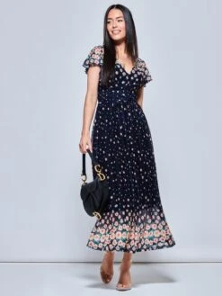 Mably Mirror Print Maxi Mesh Dress, Navy Floral -DORIA Clothing Shop M 8373 2 NavyFloral 5