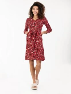 Susan Fit & Flare Shirt Dress , Red Animal -DORIA Clothing Shop M091 106RedAnimal 4