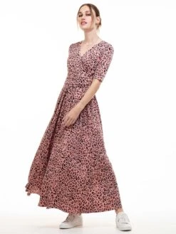 Jolie Moi Beatrice Jersey Wrap Maxi Dress, Pink Animal -DORIA Clothing Shop M621 137PinkAnimal 10