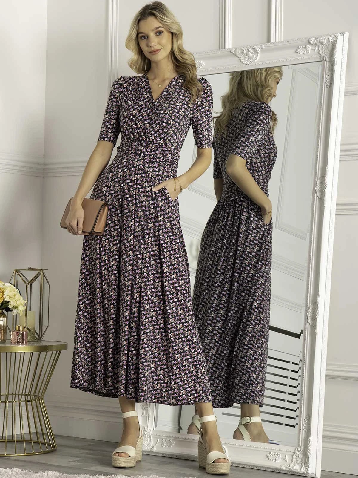 Jolie Moi Beatrice Jersey Maxi Dress, Green Floral 3 Jolie Moi Beatrice Jersey Maxi Dress, Green Floral - Image 3