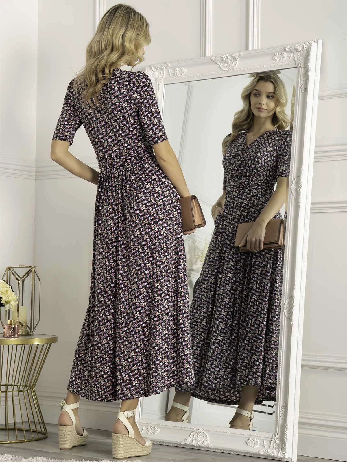 Jolie Moi Beatrice Jersey Maxi Dress, Green Floral 4 Jolie Moi Beatrice Jersey Maxi Dress, Green Floral - Image 4