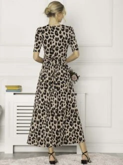 Beatrice Jersey Wrap Maxi Dress, Leopard Multi -DORIA Clothing Shop M621 137 LeopardMulti 5
