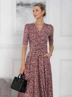 Jolie Moi Beatrice Jersey Wrap Maxi Dress, Pink Animal -DORIA Clothing Shop M621 137 PinkAnimal 6