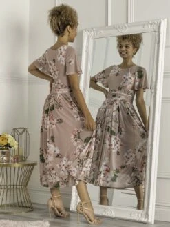 Mabelle Flare Sleeve Mesh Maxi Dress, Pink Floral 11 Mabelle Flare Sleeve Mesh Maxi Dress, Pink Floral -DORIA Clothing Shop MA 162 6 PinkFloral 2