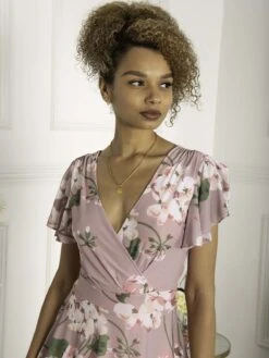 Jolie Moi Gabielle Tiered Midi Dress, Pink Floral 9 Jolie Moi Gabielle Tiered Midi Dress, Pink Floral -DORIA Clothing Shop ME 336 PinkFloral 5