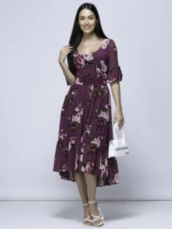 Maab Mesh Ruffle Sleeve Midi Dress, Dusty Purple 11 Maab Mesh Ruffle Sleeve Midi Dress, Dusty Purple -DORIA Clothing Shop MESH 771 DustyPurple 1 89630ffc f8c0 4627 9af4 924c84cea0ec