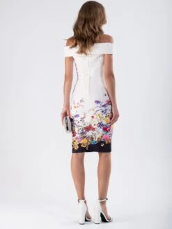 Printed Bardot Neck Dress -DORIA Clothing Shop MY 1132 1creamfloral