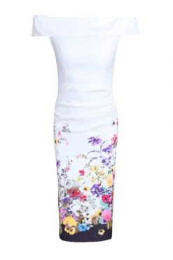 Printed Bardot Neck Dress -DORIA Clothing Shop MY1132 1 CREAM 1 27704