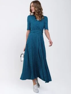 Printed Viscose Crossover Maxi Dress, Blue Geo -DORIA Clothing Shop MarchShoot 3249 7e74910c 06da 4013 b00b 6056c4a724d0