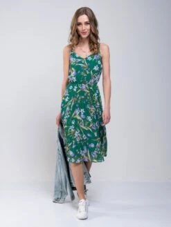 Strappy Floral Pleated Midi Dress, Green Floral -DORIA Clothing Shop MarchShoot 3380 2250X3000 3c10c65d 5d2f 4992 889e 3d969c989633