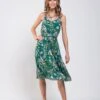 Strappy Floral Pleated Midi Dress, Green Floral