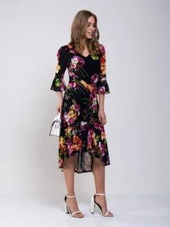 Jolie Moi Dipped Hem Mesh Midi Dress, Navy Floral -DORIA Clothing Shop MarchShoot 3855 2250X3000 ace3ec47 59bf 4e9a b750 513a0ba907d9