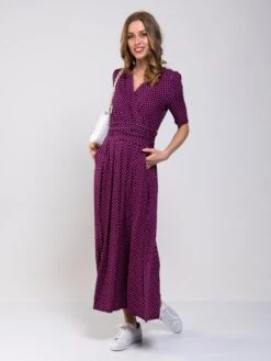 Printed Viscose Crossover Maxi Dress, Pink Geo -DORIA Clothing Shop MarchShoot 4142 2250X3000 6cacfac7 4e36 4e14 aff3 ee6ecd29eca5
