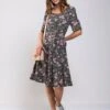 Scoop Neck Swing Jersey Dress, Floral Multi