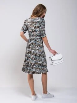 Ruched Sleeve Print Jersey Midi Dress, Blue Abstract 8 Ruched Sleeve Print Jersey Midi Dress, Blue Abstract -DORIA Clothing Shop MarchShoot 4401 2250X3000 36d80a67 c5bb 4126 bf0f 5447534b99cd