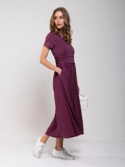 Stand Collar V Neck Print Maxi Dress, Pink Geo -DORIA Clothing Shop MarchShoot 4462 2250X3000 52956a71 dfcc 4357 be74 9c38c721527e
