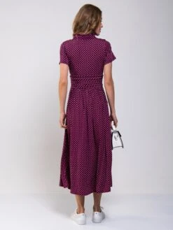 Stand Collar V Neck Print Maxi Dress, Pink Geo -DORIA Clothing Shop MarchShoot 4464 2250X3000 4539a632 085a 4cf9 9272 058b4c0853fd