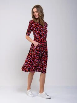 Ruched Sleeve Print Jersey Midi Dress, Red Floral 9 Ruched Sleeve Print Jersey Midi Dress, Red Floral -DORIA Clothing Shop MarchShoot 4530 2250X3000 6d4c1e35 3013 4712 814a a91ebf02eb0e