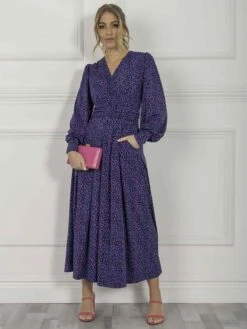 Jolie Moi Nancy Long Sleeve Maxi Dress, Blue Animal -DORIA Clothing Shop N 312621BlueAnimal 8