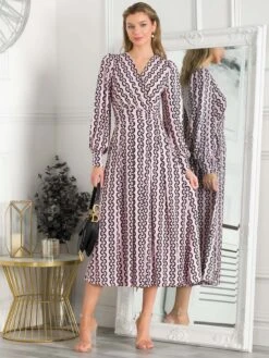 Jolie Moi Nancy Long Sleeve Maxi Dress, Pink Geo -DORIA Clothing Shop N 312621 PinkGeo 1 bbd6cdfe 4104 4cce a158 753b92f7d2f7