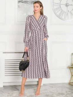 Jolie Moi Nancy Long Sleeve Maxi Dress, Pink Geo -DORIA Clothing Shop N 312621 PinkGeo 4 1849714b ddce 416e afb1 4c34c7080365