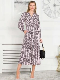 Jolie Moi Nancy Long Sleeve Maxi Dress, Pink Geo -DORIA Clothing Shop N 312621 PinkGeo 5 b45ab5c1 3192 4210 9c48 c54c150ec83f