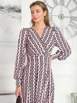 Jolie Moi Nancy Long Sleeve Maxi Dress, Pink Geo -DORIA Clothing Shop N 312621 PinkGeo 7