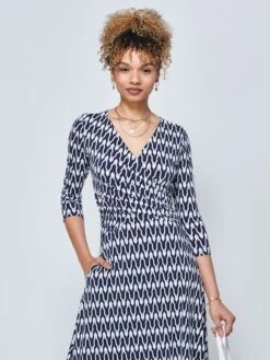 Odilia Fit & Flare Jersey Dress, Navy Geo -DORIA Clothing Shop N3222101 NAVYGEO 3
