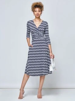 Odilia Fit & Flare Jersey Dress, Navy Geo -DORIA Clothing Shop N3222101 NAVYGEO 5